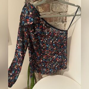 J. Crew One-Shoulder Star Print Kaleidoscope Bow Top